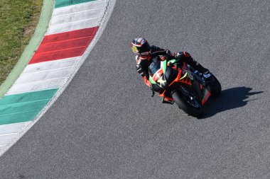 Mugello-Italya, 23 Mart: Max Biaggi sırasında eylem Aprilia gün 2019 Italya 'da Mugello Circuit