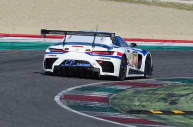 İtalya - 29 Mart, 2019: Mercedes-Amg Gt3 takımının Cp yarış Amerika Birleşik Devletleri boyunca 12 h Mugello devre de Hankook yarış eylem Charles Putman/Charles Espenlaub/Joe Foster tarafından tahrik.