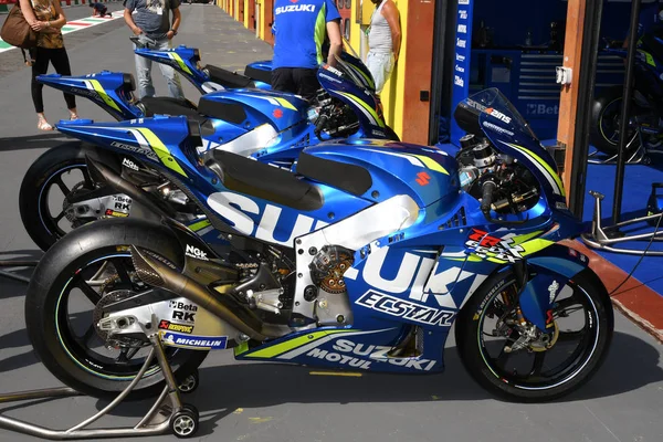 Mugello Italia Junio Detalle Suzuki Gsx 2018 Motogp Suzuki Ecstar — Foto de Stock