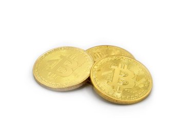 Beyaz üzerine izole edilmiş altın bitcoin