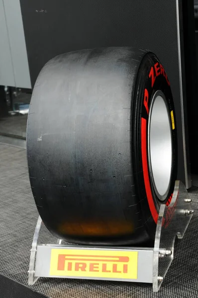 Mugello Italy May 2012 Pirelli Formula One Slick Tires Display — Stock Photo, Image