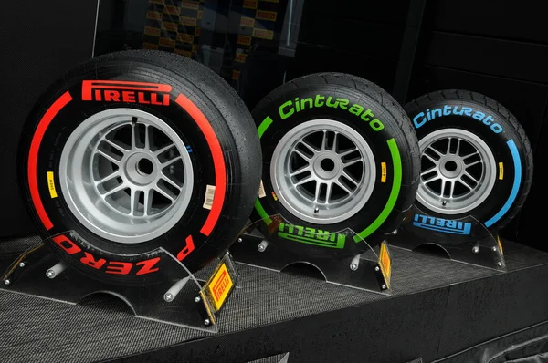 Mugello Italia Mayo 2012 Neumáticos Pirelli Varios Compuestos Para Coches — Foto de Stock