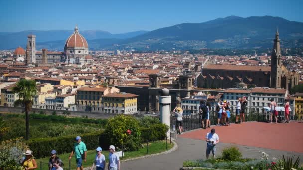 Florencie Červen 2019 Florencie Piazzale Michelangelo Turisty Kteří Obdivují Panorama — Stock video