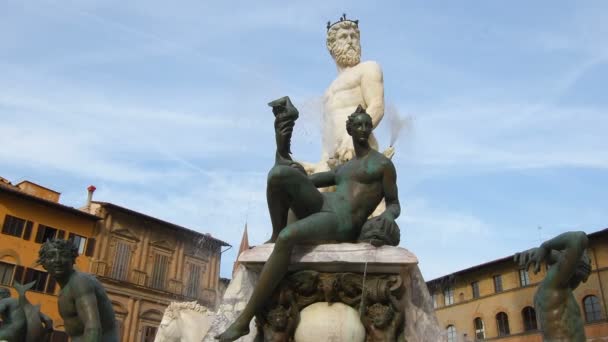 Fonte Neptuno Italiano Fontana Del Nettuno Uma Fonte Florença Itália — Vídeo de Stock