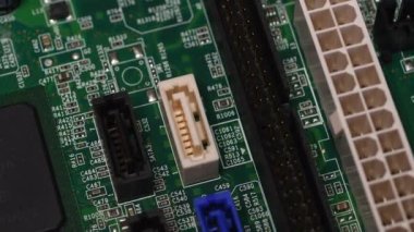 Ana karttaki Sata bağlantı noktalarının detayları, yakın plan, seçici odaklanma. 4K UHD Video
