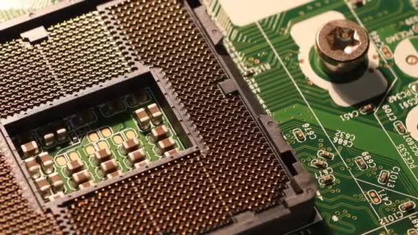 Detail Der Cpu Buchse Auf Dem Motherboard Uhd Video — Stockvideo