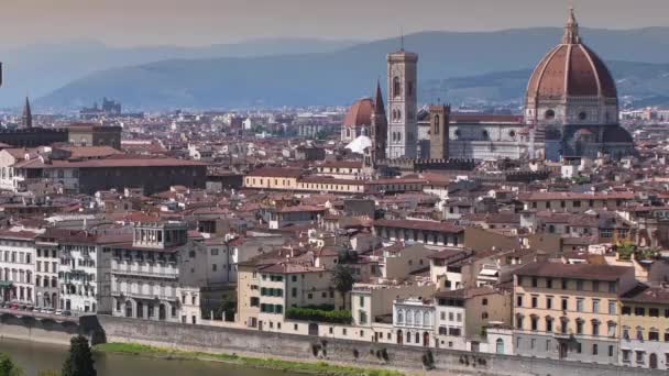 Floransa Nın Skyline Ile Palazzo Della Signoria Sarayı Santa Maria — Stok video