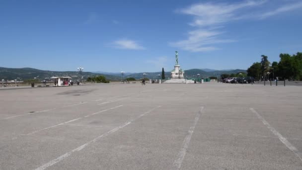 Sjukdomsperiod För Coronavirus Piazzale Michelangelo Tömmer Sig Nedstängningsperioden Italien — Stockvideo