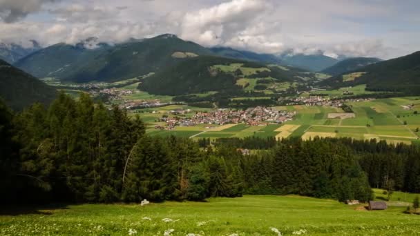 Val Pusteria Vista Dall Alto Con Borghi Rasun Valdaora Centro — Video Stock