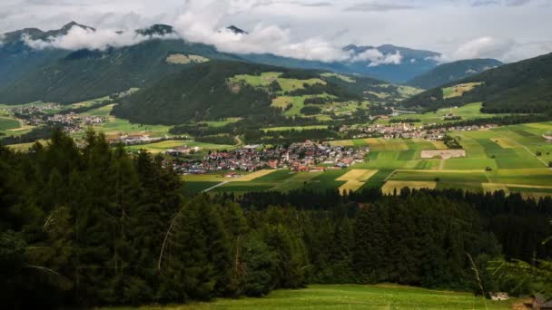 Val Pusteria Vista Dall Alto Con Borghi Rasun Valdaora Centro — Video Stock