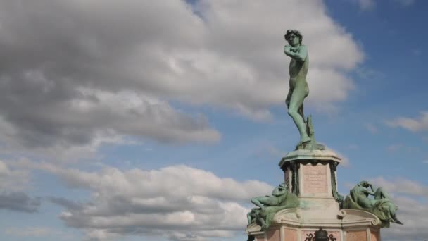 Firenze Piazza Michelangelo Scultura Bronzo Del David Michelangelo Fronte Firenze — Video Stock