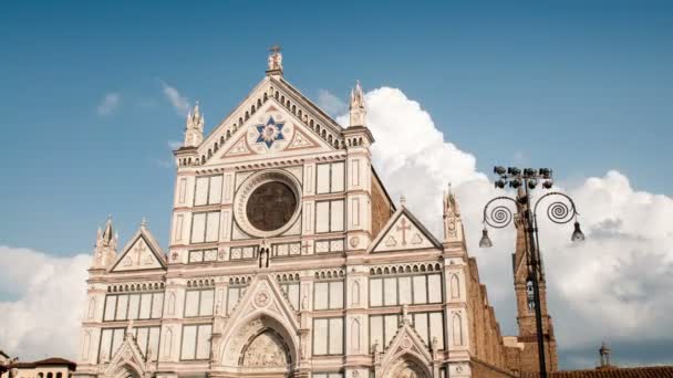 Kyrkan Det Heliga Korset Basilica Santa Croce Florens Italien Timelapse — Stockvideo