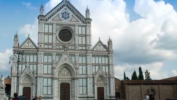 Agosto 2018 Turistas Plaza Santa Croce Timelapse Hiperlapso Con Basílica — Vídeos de Stock