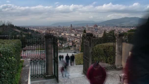 Florence March 2019 Cityscape Florence Seen Church San Miniato Tourists — Stock Video