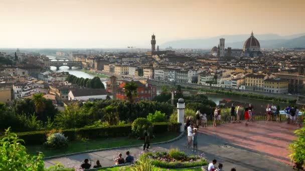 Italien August 2018 Stadtbild Von Florenz Bei Sonnenuntergang Vom Piazzale — Stockvideo