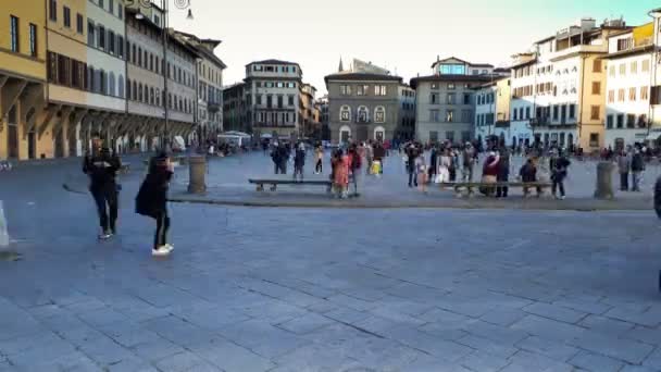 Septiembre 2018 Período Tiempo Las Personas Plaza Basílica Santa Cruz — Vídeos de Stock