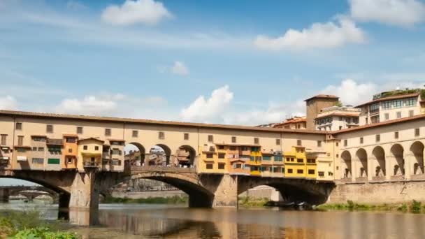 Septiembre 2018 Florencia Italia Ponte Vecchio Día Soleado Famoso Puente — Vídeo de stock