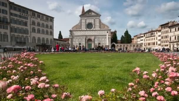 フィレンツェ 2019年5月 フィレンツェの観光客で有名なサンタ マリア ノヴェッラ教会イタリア フィレンツェ市内で最も重要なゴシック様式の教会の一つ イタリアだ タイムラプス — ストック動画