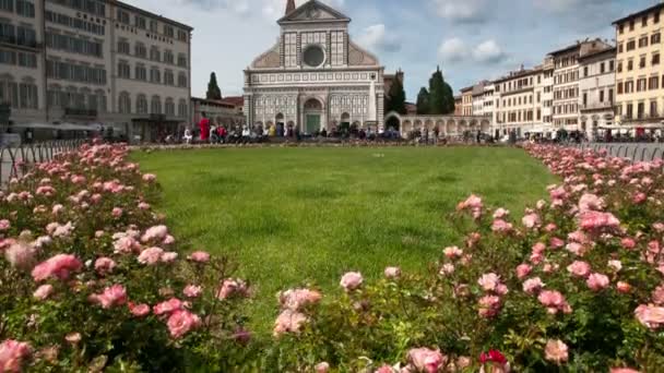 Florença Maio 2019 Famosa Igreja Santa Maria Novella Com Turistas — Vídeo de Stock