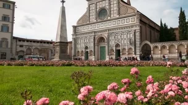 Περίφημη Εκκλησία Της Santa Maria Novella Τουρίστες Στη Φλωρεντία Της — Αρχείο Βίντεο