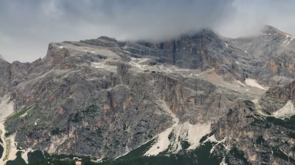Bewegende Wolken Top Van Tofana Cortina Ampezzo Belluno Sesto Dolomieten — Stockvideo