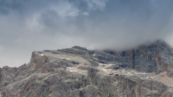 Bewegende Wolken Top Van Tofana Cortina Ampezzo Belluno Sesto Dolomieten — Stockvideo