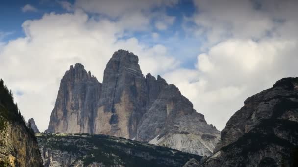 Beau Paysage Groupe Montagne Tre Cime Lavaredo Drei Zinnen Valle — Video