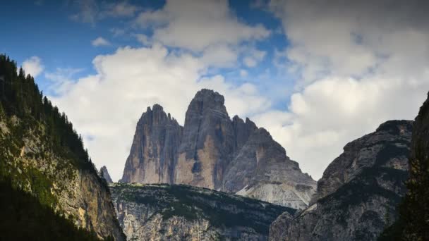 Gyönyörű Táj Tre Cime Lavaredo Hegyi Csoport Vagy Drei Zinnen — Stock videók