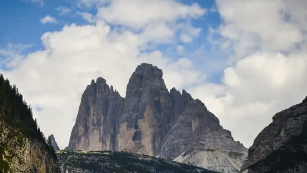 Όμορφο Τοπίο Του Tre Cime Lavaredo Ορεινή Ομάδα Drei Zinnen — Αρχείο Βίντεο