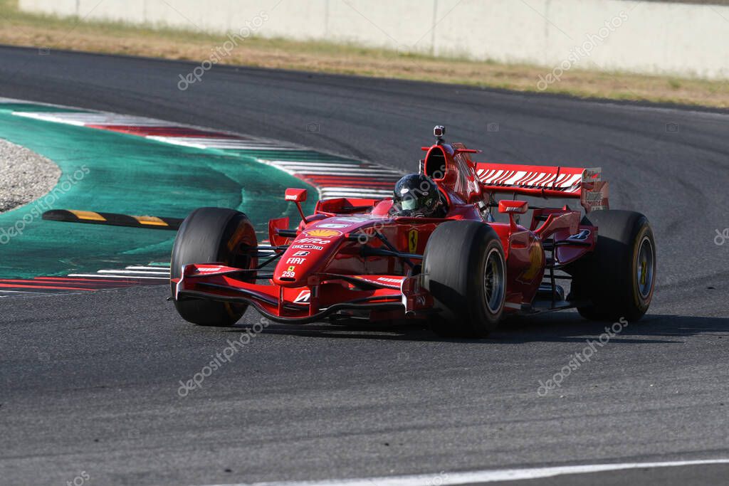 MUGELLO, ITALY - 28 August 2020: Ferrari F1 2007 ex Kimi Raikkonen in action during Ferrari Racing Days 2020 at Mugello Circuit in Italy.
