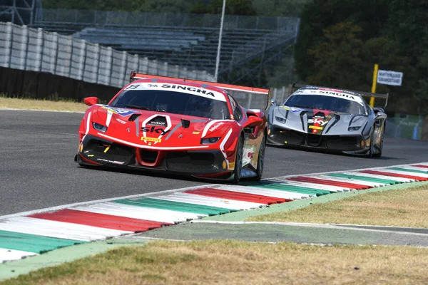 Scarperia Mugello August 2020 Roman Ziemian Action Ferrari 488 Challenge — Stock Photo, Image