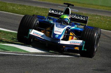 Imola, İtalya - 23 Nisan 2005: F1 Dünya Şampiyonası. San Marino Grand Prix, Felipe Massa antrenman sırasında Sauber C24 'te.