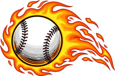 Çizgi film beyzbolu, parlak turuncu ve sarı alevlerle kaplanmış, enerjik bir hisle, spor ve grafik tasarım projeleri için ideal, dinamik bir illüstrasyon yaratarak ileri fırlar..
