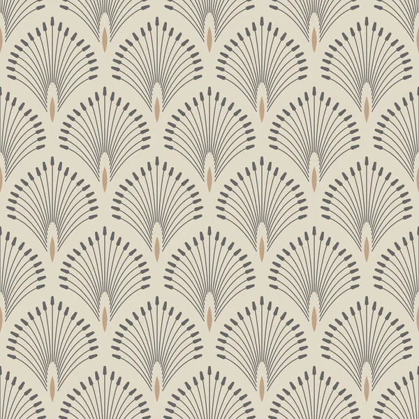 Vintage Art Deco Seamless Pattern. Geometric decorative with leaf texture. Retro background. Wallpaper. Beige, grey