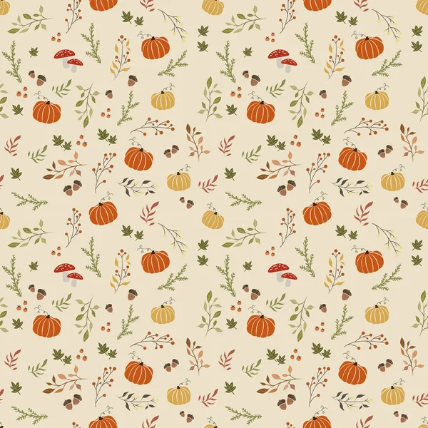 Rengarenk sonbahar, yaprakları, meyveleri, balkabakları ve yaprakları olan dikişsiz doğal sonbahar deseni. Kusursuz bir geçmişi var. Kasım.