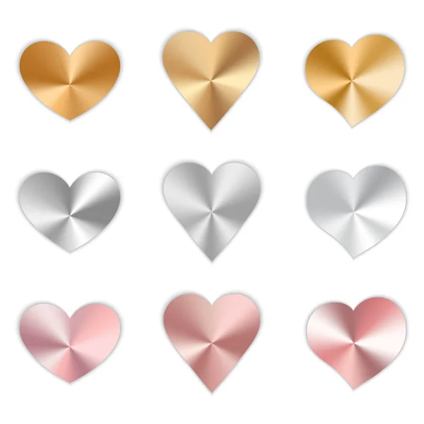 Набір металевих сердець — стоковий вектор