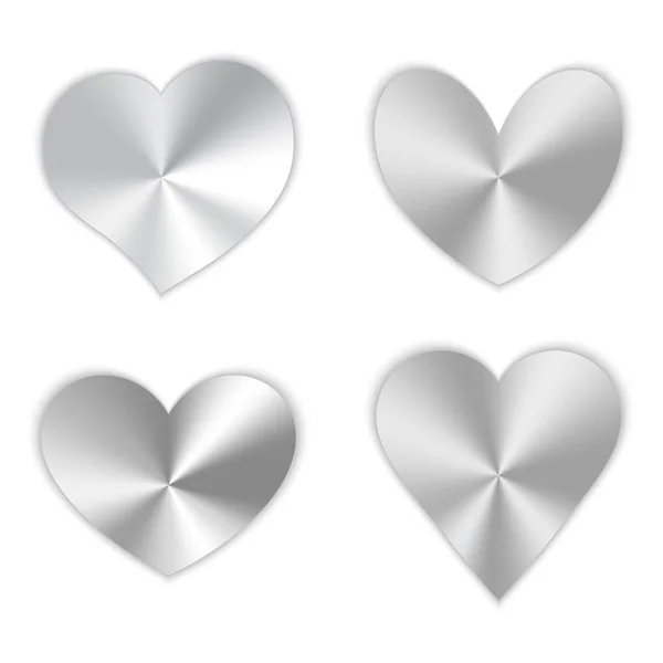 Conjunto de corazones de plata — Archivo Imágenes Vectoriales
