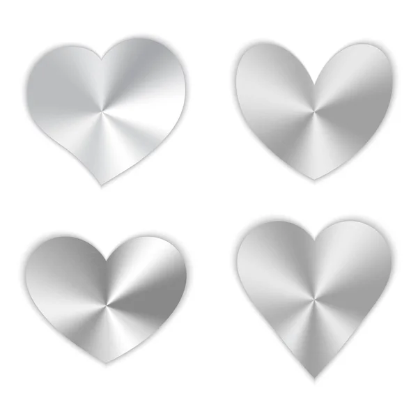 Set of silver hearts — Stock Vector