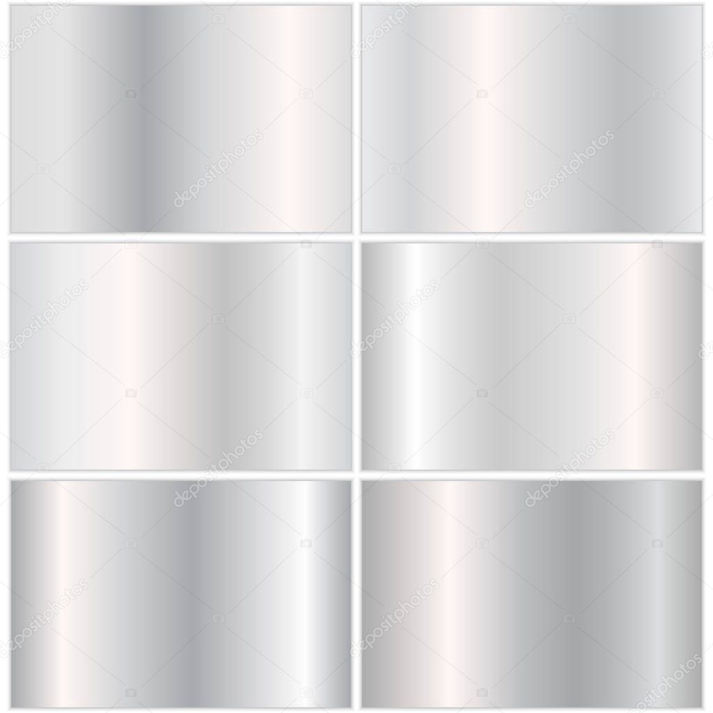 Set of backgrounds with silver gradient