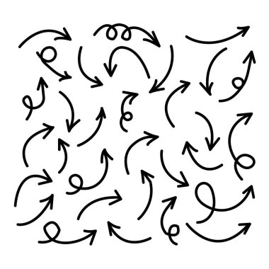 Handmade doodle Arrow black and white vector illustration. Arrow icon in hand drawn style. Cursor pointer sign business concept.