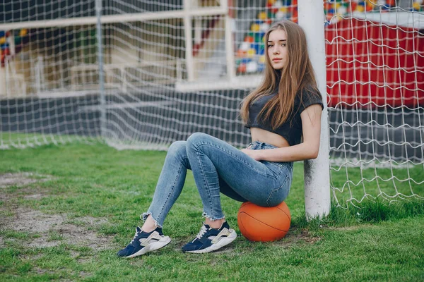 Girl with a ball — Stock Photo, Image