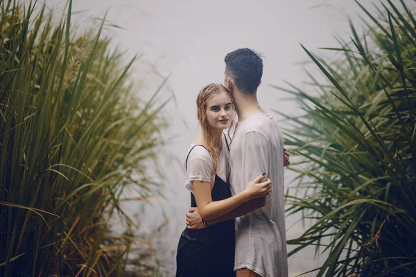 couple in the rain