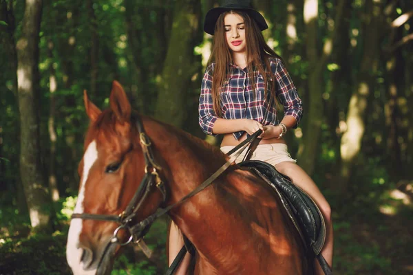 Chica con caballo — Foto de Stock