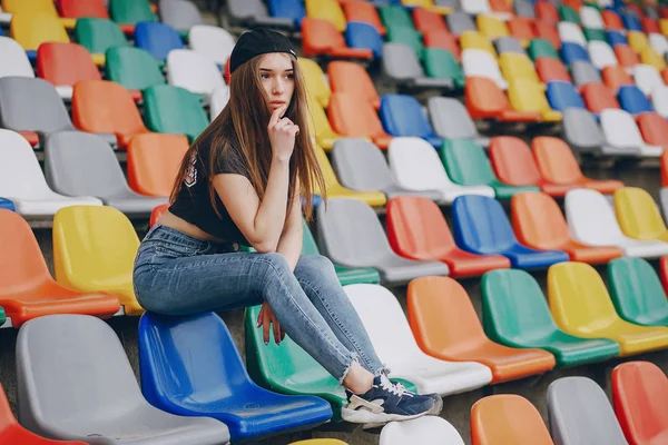 Girl on a stadium — Stock Photo, Image