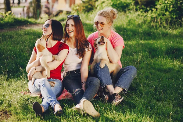 Mädchen mit Hund — Stockfoto