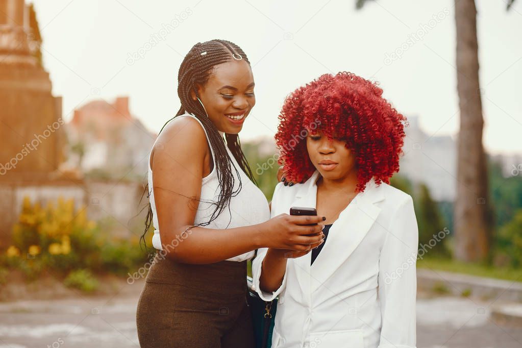 Black girls in a summer park