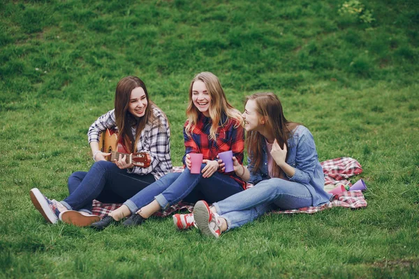 Meninas em um piquenique — Fotografia de Stock