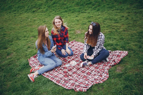 Девушки на пикнике — стоковое фото