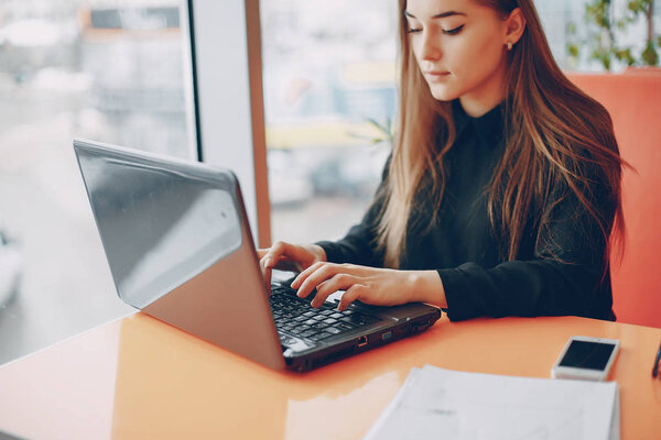 businesswoman in cafe