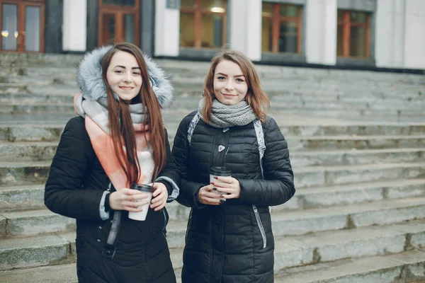 Girls in city — Stock Photo, Image